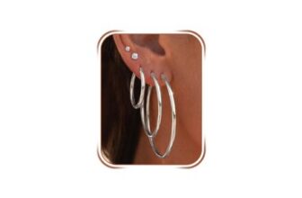 5 Pairs 925 Silver Hypoallergenic CZ Stud Hoop Earrings