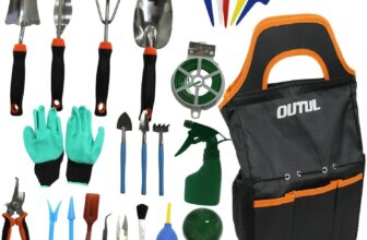 50 Piece Large Garden Tools Set for Gardening with Bag Outdoor Hand Tool Kit with Trowels, Forks, Pruners, Labels & Accessories Allotment Equipment for Weeding, Plant Care & Maintenance