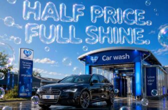 50% off First Car Wash with code (sent via email with sign up)