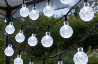 50LED Solar Fairy Lights Garden Outdoor, 8M/26FT Solar String Lights , Waterproof Solar Powered Bubble Lights, 8 Modes with 8-Hour Timer, Suitable for Garden, Party, Yard, Decoration (Cold White)