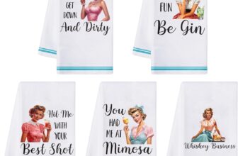 5PCS Kitchen Dish Towels, Funny Joked Themed Kitchen Dishcloth, Retro Cocktails Absorbent Drying Cleaning Dishcloth Bar Hand Towel for Hostess Mom Women Christmas Housewarming Gift, 16×24 Inch