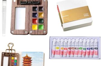 5Pcs Pocket Artist Watercolour Travel Set, 8 Grids Watercolour Paint Portable Mini Paint Set Foldable Wooden Palette for Painters Artists Student Travel (D)