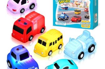 6-Pack Light-up Bath Toy Cars for Ages 1-4