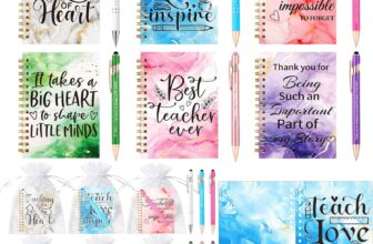 6 Sets Thank You Teacher Gifts for Women Men Teacher Notebook Gift with 6Pcs A6 Notebooks, Pens and Organza Bags, Teacher Gifts for Nursery,Teaching Assistant,Mentor End Of The Year
