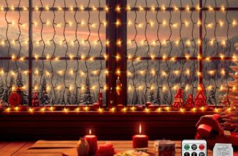 6Mx1M 300LED Curtain Lights Indoor Outdoor Plug in,Hanging Backdrop Curtain Fairy Light,Waterfall Wall Light with Remote,Timer,Waterproof,Connectable for Window Gazebo,Balcony,Roof,Warm White