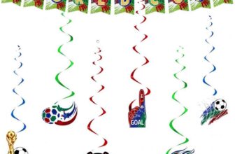 7 Pcs World Cup Football 2026 Football Banner and Hanging Swirls Decorations – Sold by YunLiJia FBA