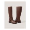 70% off Arlo Buckle Knee High Leather Boots Brown – Size 5 or 6