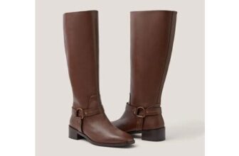 70% off Arlo Buckle Knee High Leather Boots Brown – Size 5 or 6