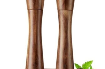 8 Inch Wooden Salt and Pepper Mill with Tray