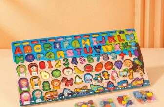 8 in 1 Montessori Wooden Educational Puzzle Board, Toddler Toys, Alphabet Numbers Animals Fruits Vehicles Learning Toy for Children 3-6 Years