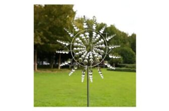 90cm Sun-Shaped Metal Garden Spinner with Ground Stake