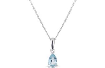 9ct White Gold Swiss Blue Topaz Pear Cut Pendant