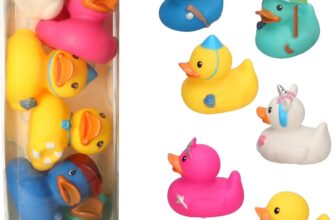 A to Z My 1st Character Bath Ducks Set, 6 Colourful Rubber Ducks, Baby Bath Toys, 0 Months, Multicolor (Yellow, Pink, Blue, Mint Green)