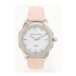 ALEXANDER VENACCI Rose & Silver Tone Leather Automatic Watch