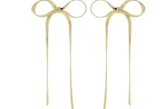 AMOR Yellow Gold Coloured Bow Drop Earrings