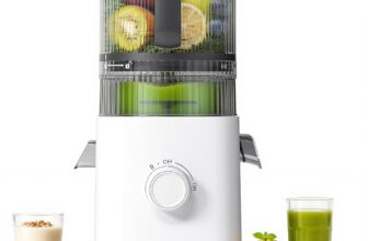 AMZCHEF Cold Press Juicer, Slow Masticating Juicer with 160mm Wide Feed Chute & 2.5L Large Hopper, 3-IN-1 Juicer Machines for Juice, Nut Milk and Sorbet, Quiet Motor, High Juice Yield, Easy to Clean