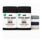 ANSIO 2-Pack Fitted Sheet, Microfibre, Extra Deep Pocket 35cm, Black