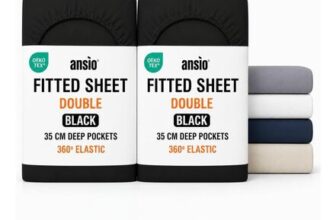 ANSIO 2-Pack Fitted Sheet, Microfibre, Extra Deep Pocket 35cm, Black