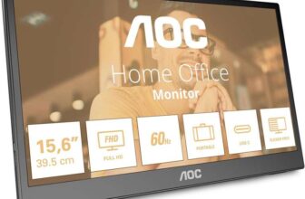 AOC 16T3EA – 16 inch Portable Monitor (1920×1080, USB-C port, multi-angle stand) Black-Gray