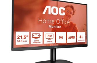 AOC 22B2H – 22 inch FHD Monitor, 75Hz, VA, 7ms Frameless design, Tilt, lowBlue Mode, Flicker Free (1920 x 1080 75Hz, HDMI/VGA)