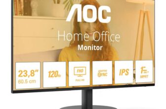 AOC 24B3HA2 24 inch FHD Monitor 120Hz, IPS Panel, 4ms GtG, , Speakers, (1920×1080 HDMI 1x 1.4 ) Black