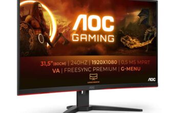 AOC Gaming C32G2ZE – 32 Inch FHD Curved Monitor, 240Hz, 1ms MPRT, VA AMD FreeSync Premium, Low Input Lag, 240Hz, 300 cd/m², HDMI/DP)