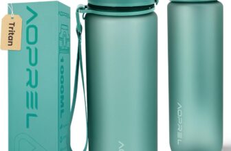 AOPREL Leakproof Water Bottle 1L/650ML with Time Marker, BPA-Free Tritan Suitable for Carbonated Drinks, Upgraded Seal, Fruit Infuser & Detachable Strap, Flip Top Drinking Bottle for Sport & Outdoor