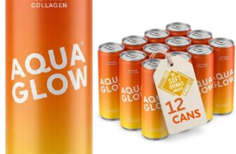 AQUA GLOW Sparkling Collagen Drink – 5000mg VERISOL Bovine Collagen Peptides – Liquid Collagen for Women – Biotin, Zinc, Vitamins C & B Complex – Low Sugar 250ml (Pack of 12) Mango Passion