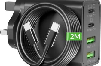 ARCCRA 65W USB C Charger, 4-Port GaN Super Fast Charging, 2M Cable Multi PD/PPS – Black – Sold by GM-ARCCRA FBA