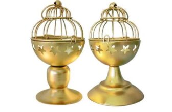 ARFUKA Gold Brass Star Candle Holders Pack of 2