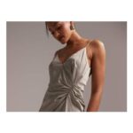 ASOS DESIGN Bridesmaid Satin Cami Maxi Dress with Drape Detail in Sage Green