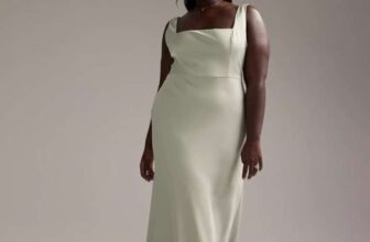 ASOS DESIGN Curve Bridesmaid satin square neck maxi dress in light green