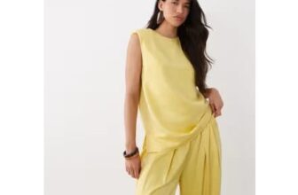ASOS DESIGN Tailored Woven Oversized Tee in Lemon Yellow