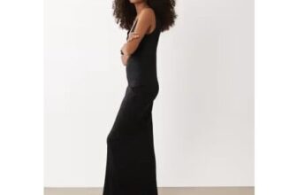 ASOS DESIGN Wide Rib Sleeveless Scoop Neck Maxi Dress in Black
