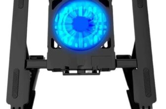 Adjustable Laptop Stand with Fan, Foldable Desktop Mount for Notebook or Tablet, Black Sold By Amazon Haul