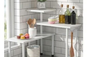Aichilra 3-Tier Kitchen Corner Shelf Organiser Wood and Metal White