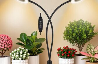 Ainiv 2 Head Grow Lights for Indoor Plants, 96 LEDs Full Spectrum Clip Grow Lamp with 3/9/12H Timer, 3 Light Mode, 10-Level Dimmable, for Indoor Growing and Seed Starting Energy Class C