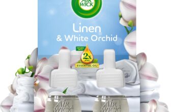 Air Wick Linen & White Orchid Liquid Electrical Twin Refill 19ml, Lasts for up to 100 days per refill, Air Freshener