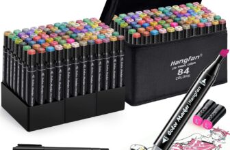 Alcohol Based Ink Art Markers, 84 Colors Broad&Fine Dual Tip Permanent Markers Pen Set for Professional Coloring Illustrations Sketch Drawing Painting Card Making (Black)