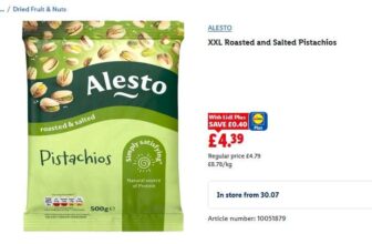 Alesto XXL Roasted and Salted Pistachios – 500g – LIDL Plus Price