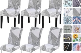 Alishomtll Dining Chair Covers Set of 6 Stretch Chair Slipcovers Swing Chair Elastic Removable Washable Dining Room Chair Covers Protector for Kitchen Banquet Hotel Restaurant (Line, 6pcs)