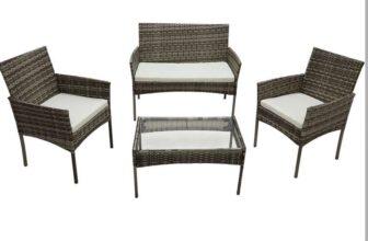 Alivio 4 Piece Rattan Sofa Set Patio Furniture with Coffee Table – Grey – Sold & Shipped by HIRIX International Ltd