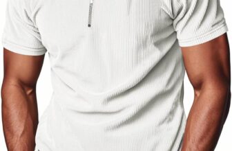 Allthemen Mens Polo Shirt Short Sleeve Summer Zipper Corduroy Shirts Casual Golf Shirt