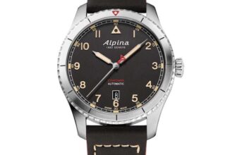 Alpina Startimer Mens Steel Case & Dark Brown Leather Strap Watch