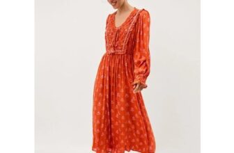 Amaya Floral Print Midi Dress Orange