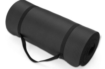 Amazon Basics 1 Inch Extra Thick Workout Exercise Yoga Mat with Carrying Strap – Black