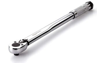 Amazon Basics 3/8 Inch Drive Click Torque Wrench, Chrome Vanadium Steel, Dual-Range Scale, 15-80 ft-lb, 20.4-108.5 Nm