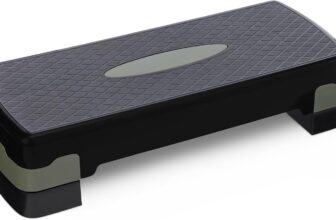 Amazon Basics Aerobic Exercise Step Platform, Adjustable Workout Stepper At Home, 68.58cm, Black/Grey