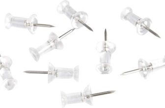Amazon Basics Push Pins, Clear Plastic Head, Steel Point, 100-Count