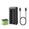 Amazon Basics Rechargeable AA NiMh Batteries with 8-Bay Battery Charger, USB-C Port, No AC Power Adapter, 8 Count (Pack of 1)